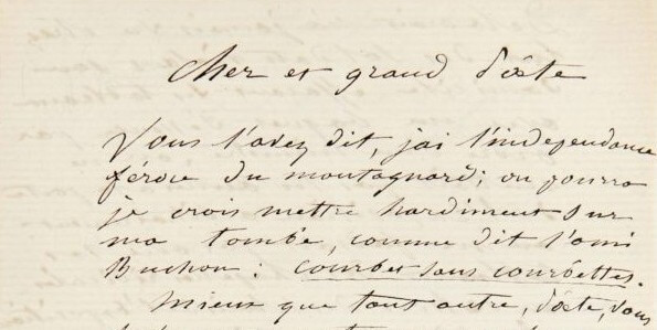 Mécénat : Lettre de Gustave Courbet à Victor Courbet